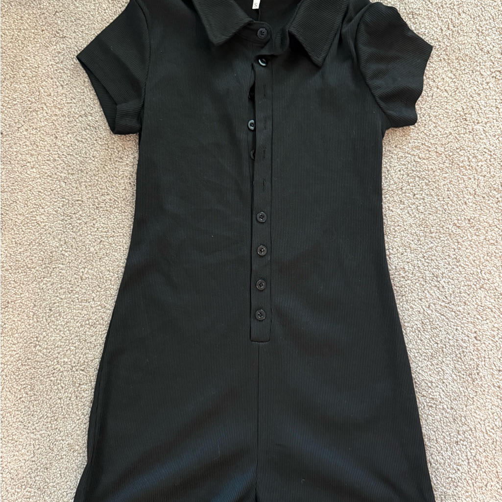 Black Polo Shorts Jumpsuit. Size Small